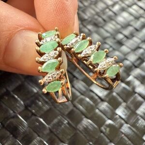 Elegant Gold and Green Stone Earrings